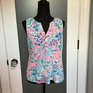 Lilly Pulitzer Floral Blouse - Pink and Aqua